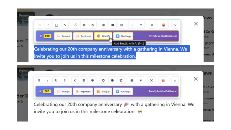 Smart Emojify feature in action