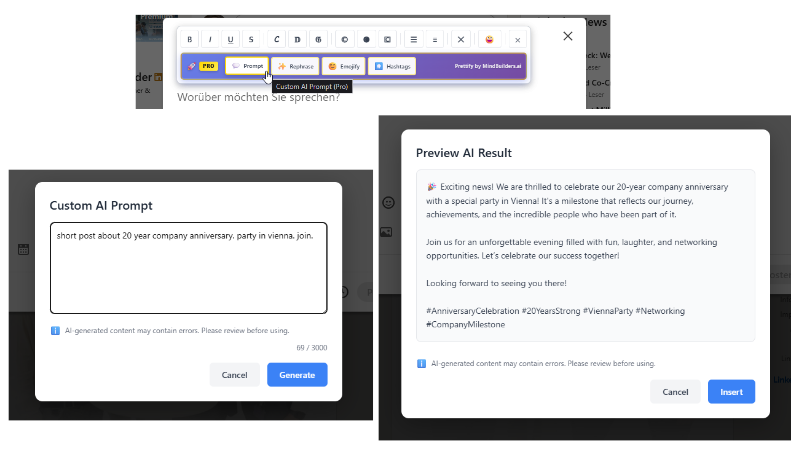Custom Prompting feature in action