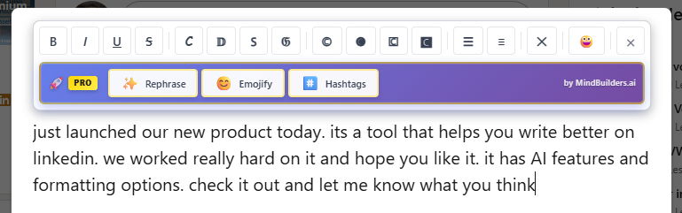 Prettify popup interface on LinkedIn